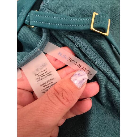 Bleu Rod Beattie Teal Twist Front One Piece Swimsuit Size 6 – Excellent Used - Picture 2 of 9
